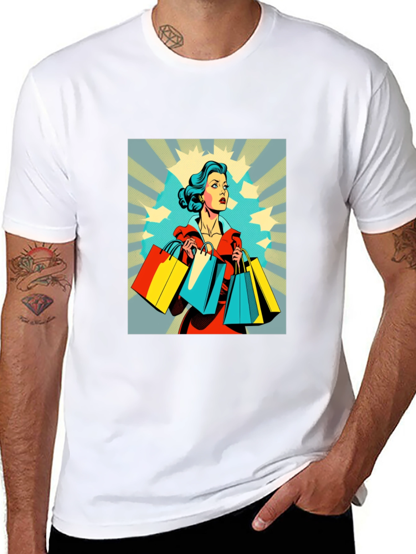 Retro Shopping T-Shirt - Stylish Graphic Tee
