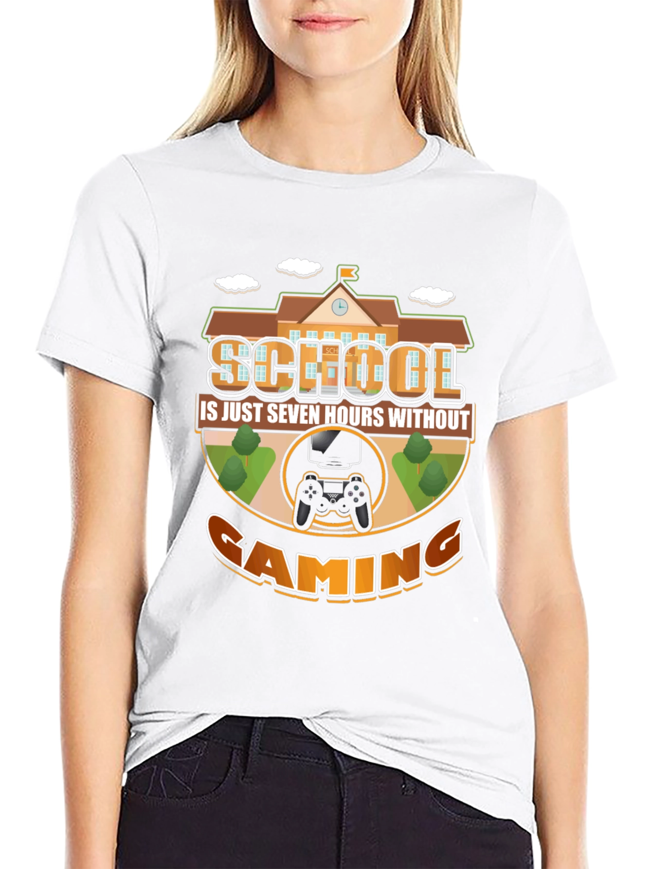 School vs. Gaming T-Shirt - Funny Gamer Tee