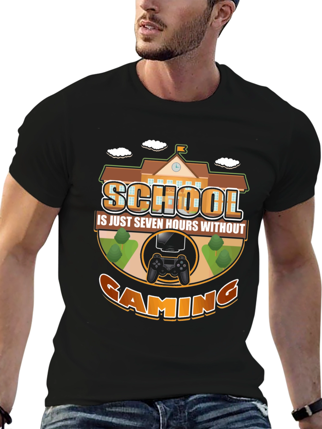 School vs. Gaming T-Shirt - Funny Gamer Tee