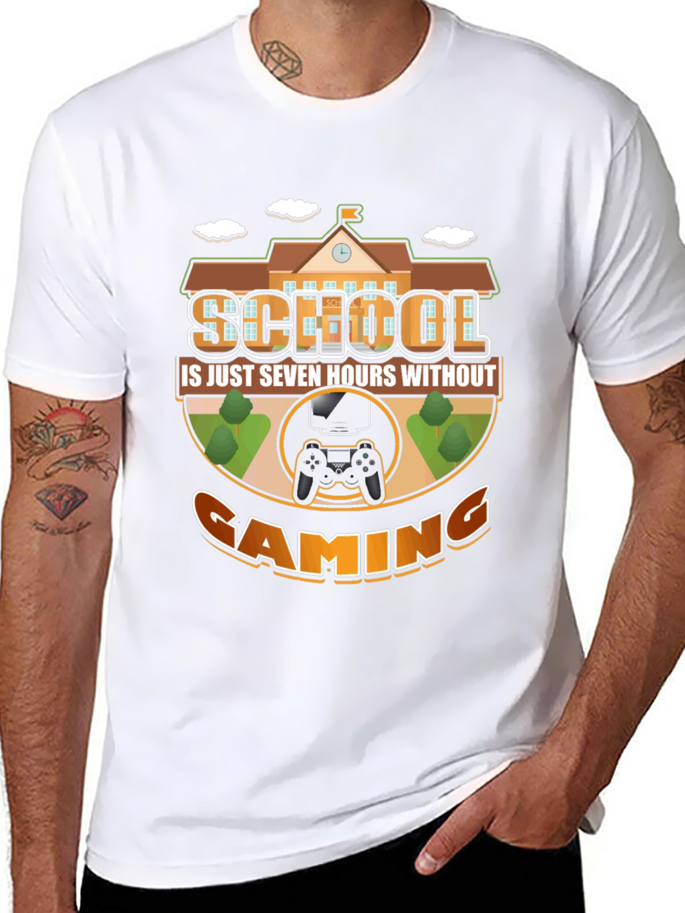 School vs. Gaming T-Shirt - Funny Gamer Tee