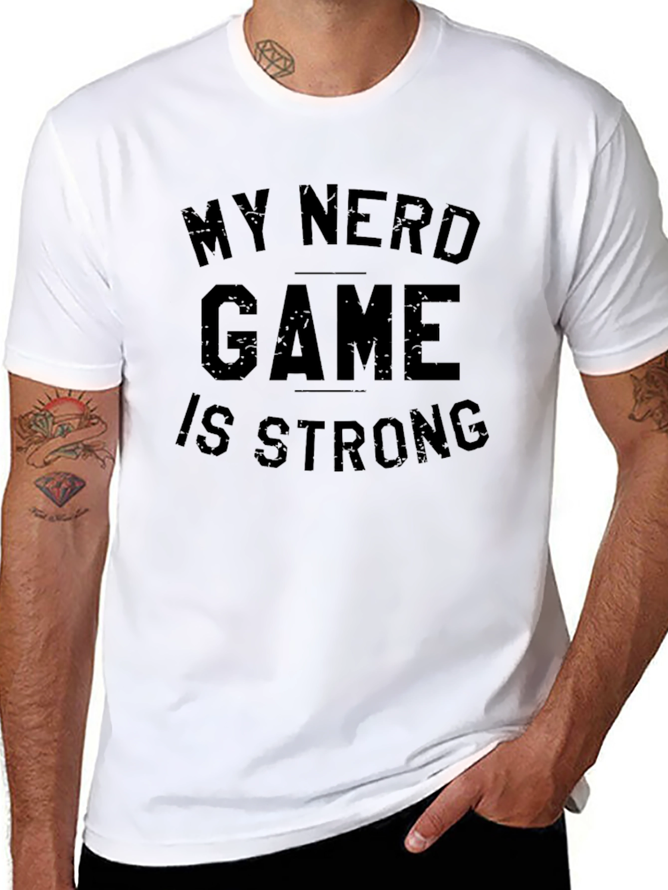 My Nerd Game is Strong Black T-Shirt