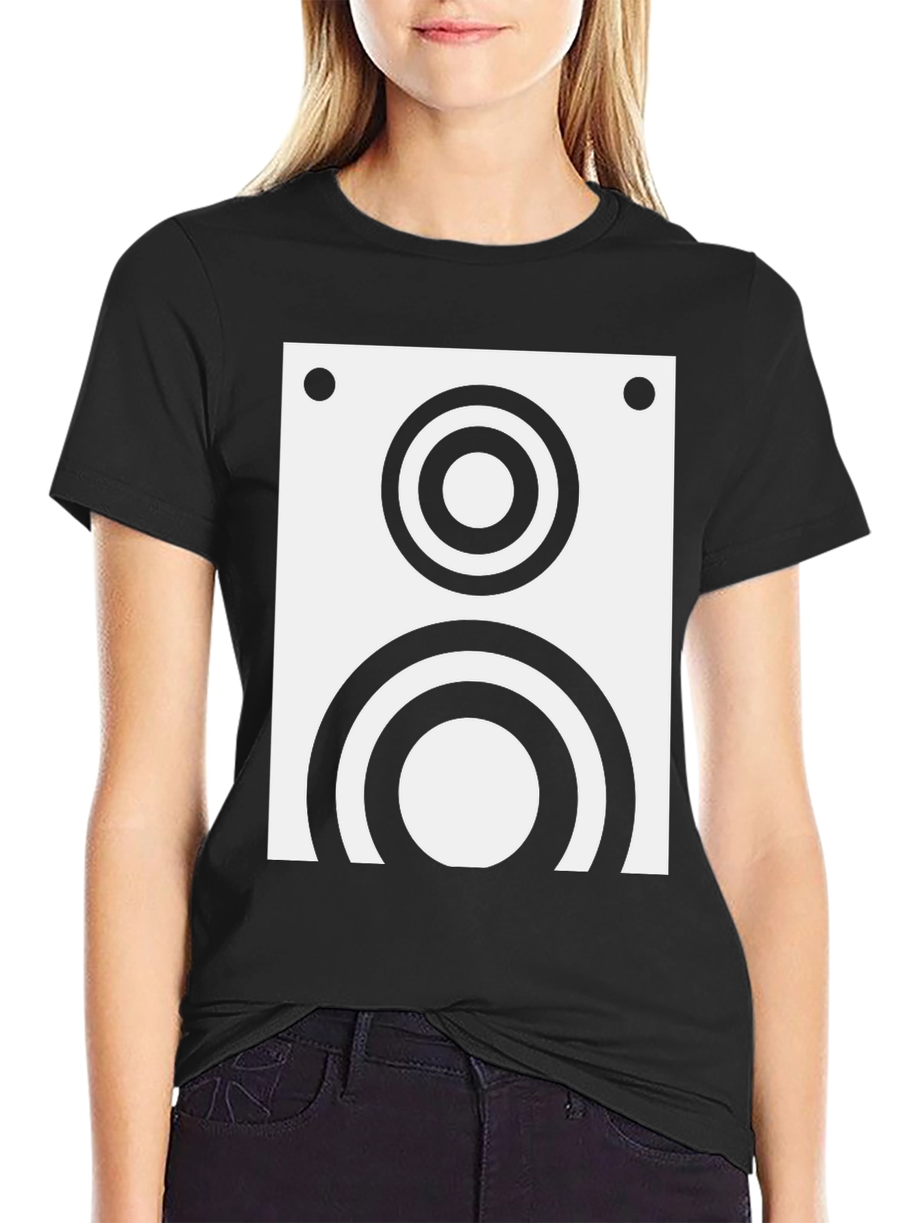 Retro Speaker Graphic Tee - Cool Black T-Shirt