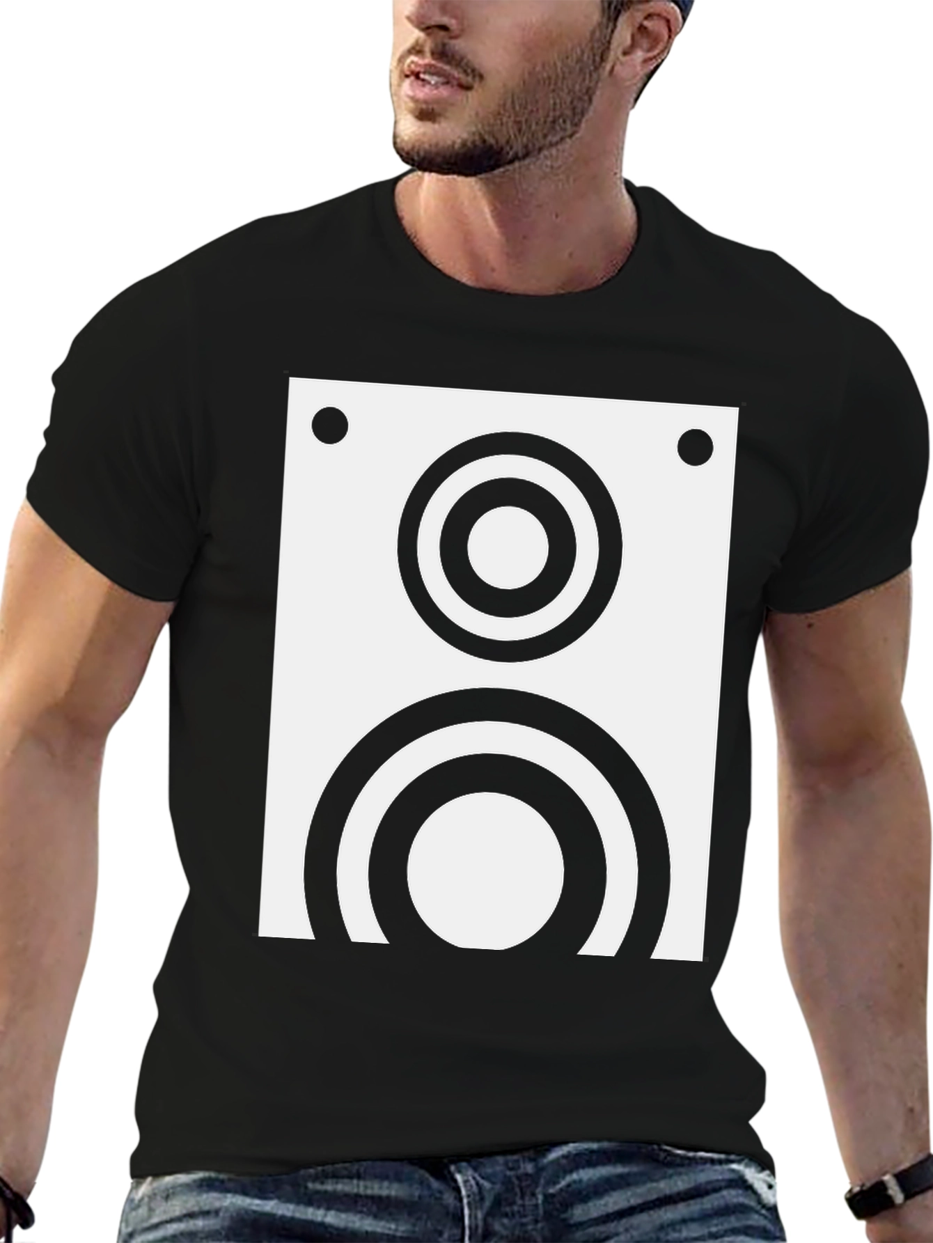 Retro Speaker Graphic Tee - Cool Black T-Shirt
