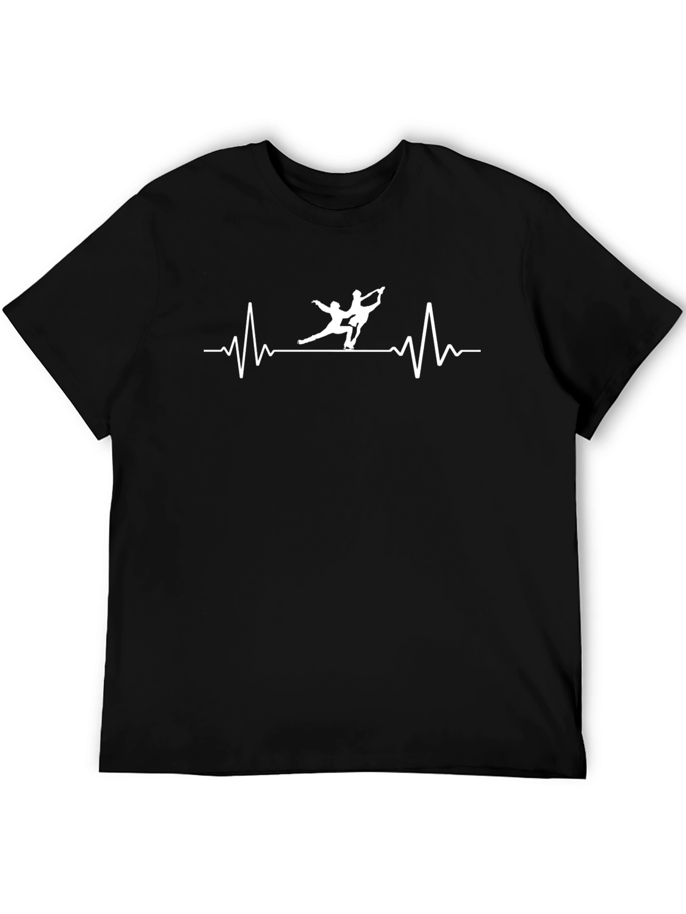 Figure Skating Heartbeat Tee - Black Cotton T-Shirt