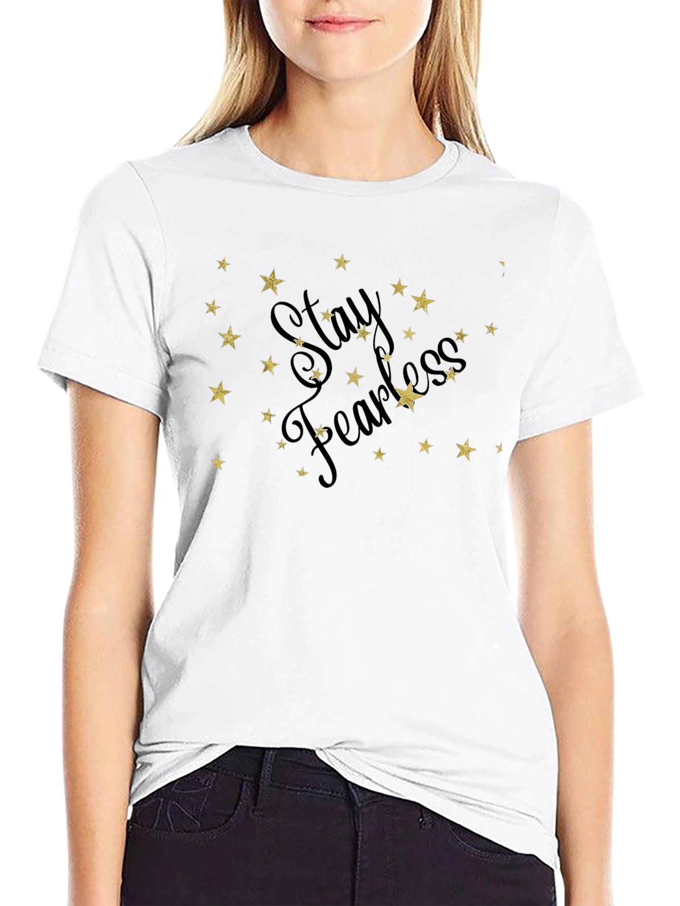 Stay Fearless Graphic Tee - Black Cotton Star Design
