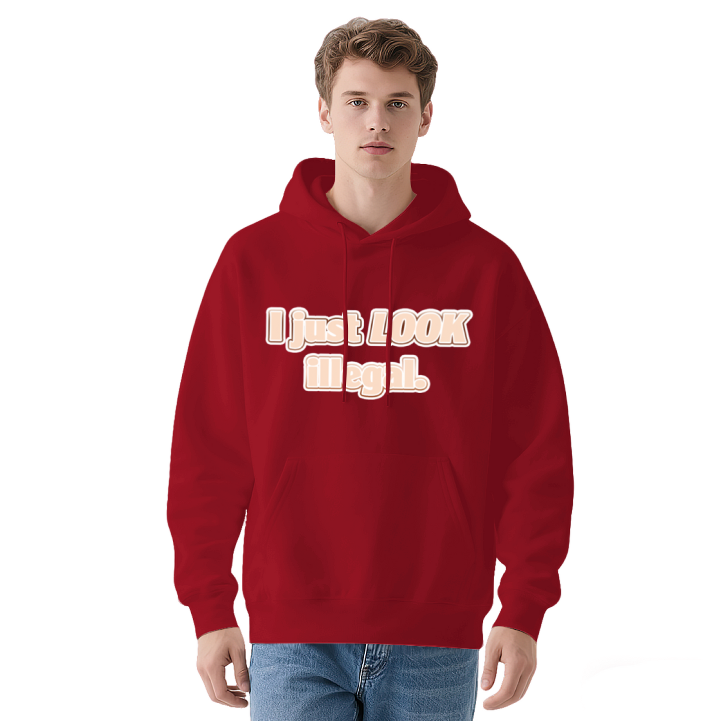 Funny Slogan I Just Look Illegal Print Hoodie, Men Casual Relaxed Cozy Pullover Hoodie