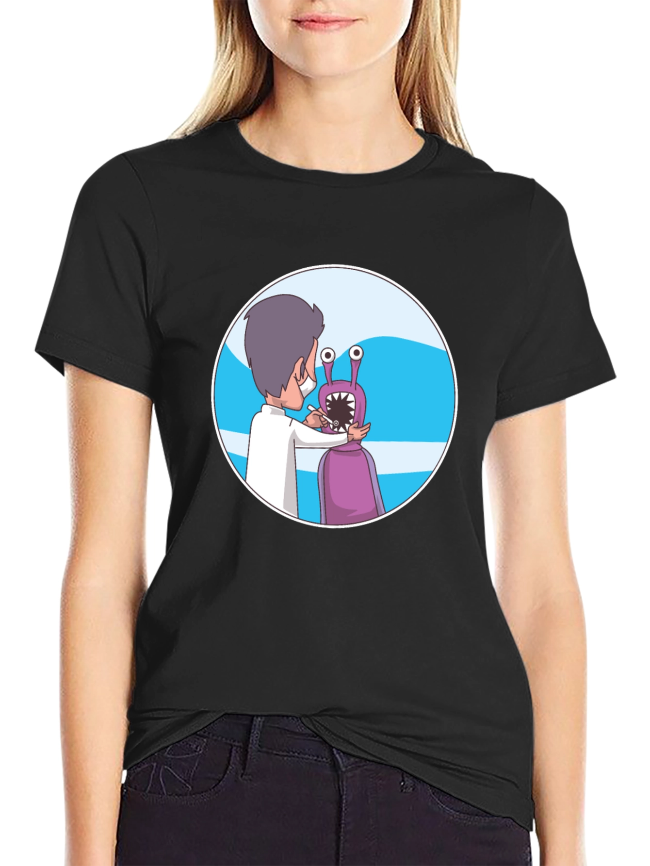 Dentist Alien Cartoon Graphic T-Shirt