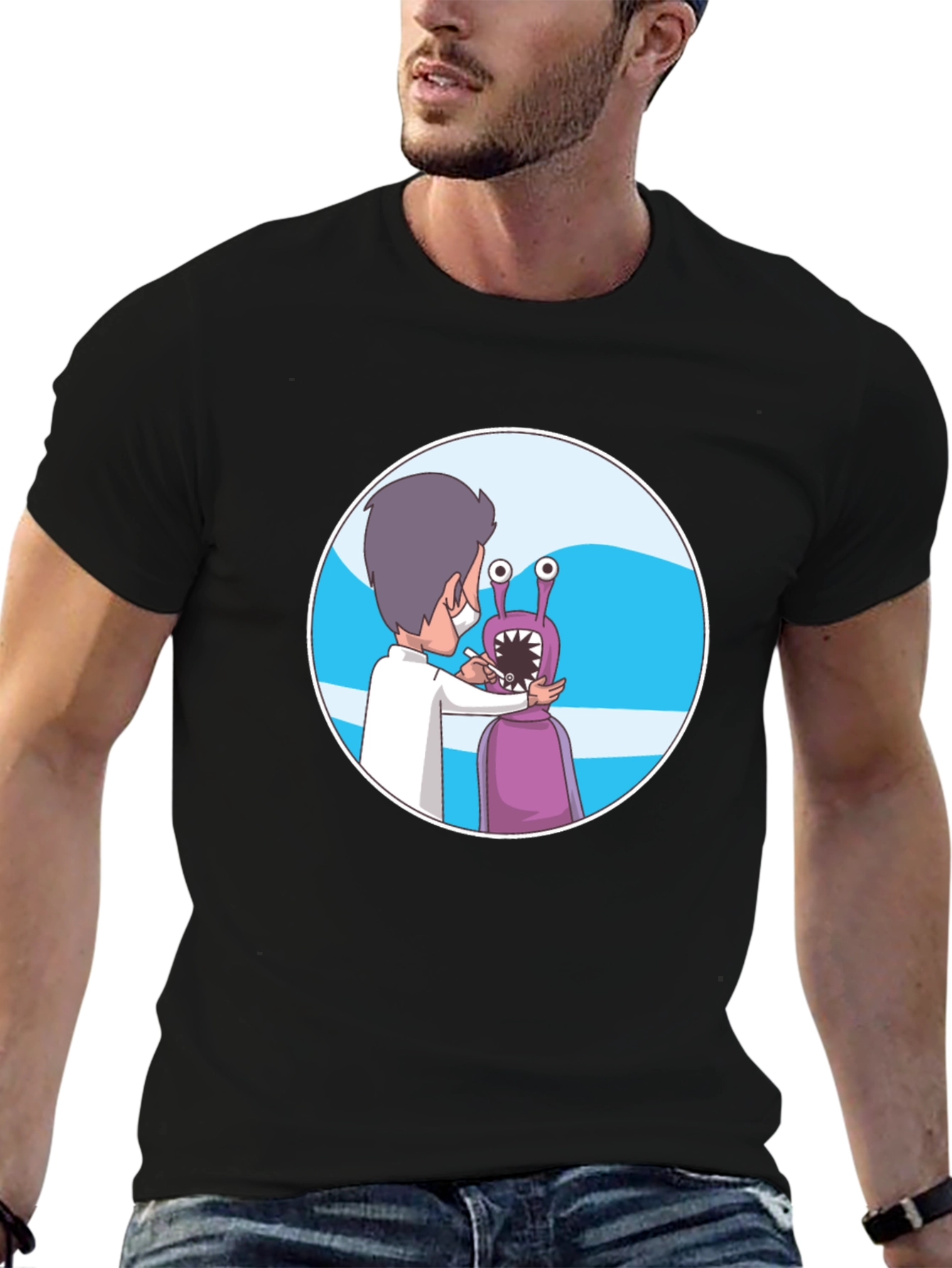 Dentist Alien Cartoon Graphic T-Shirt