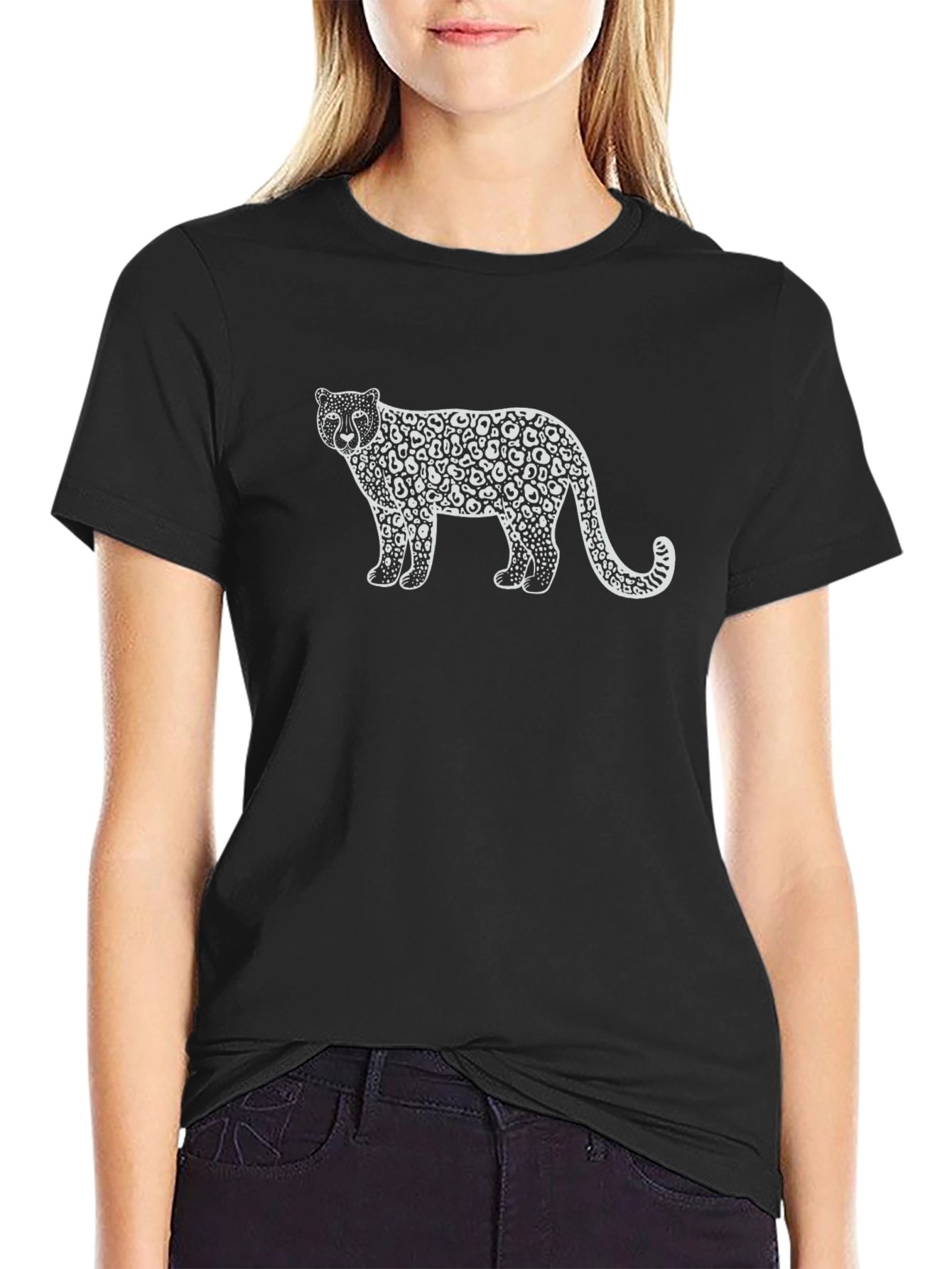 Leopard Print Graphic Tee - Stylish Black T-Shirt
