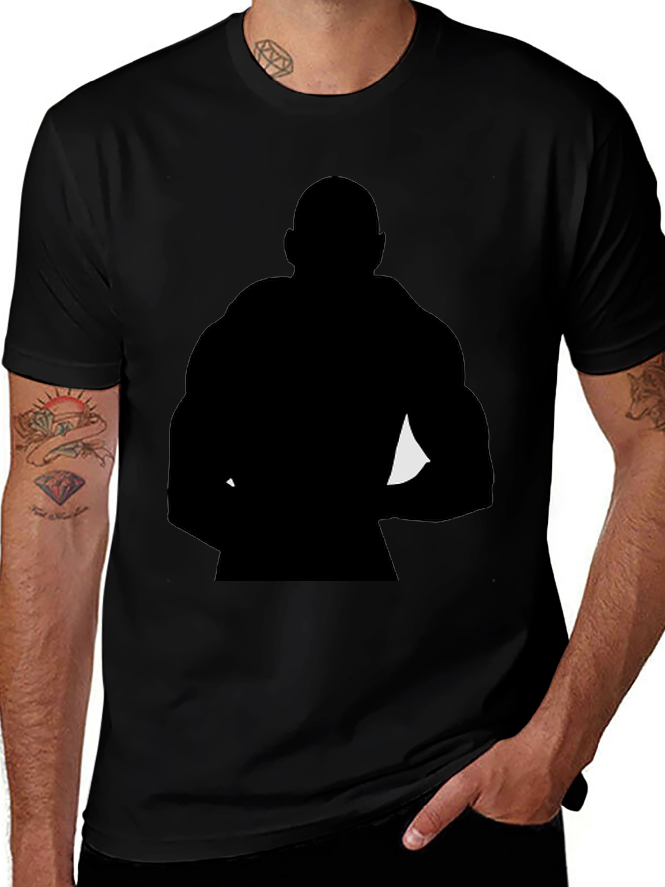Black Silhouette Bodybuilder Graphic Tee
