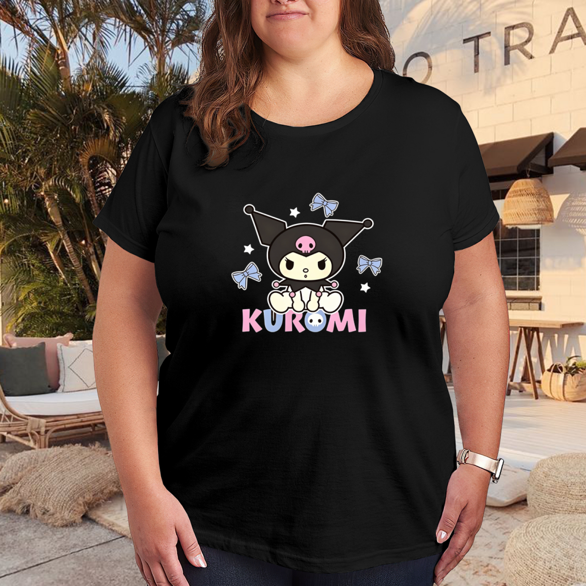 Lovely KURMI Cartoon Letter Plus Size Women Cute T-Shirt