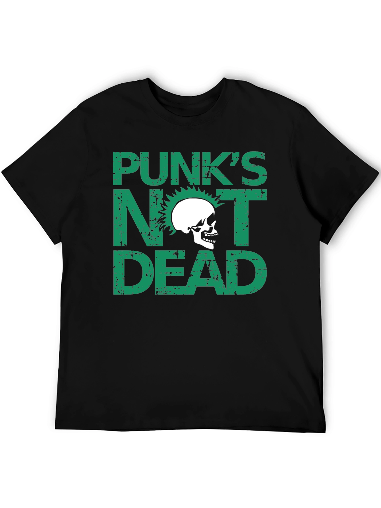 Punks Not Dead Skull Graphic Black T-Shirt