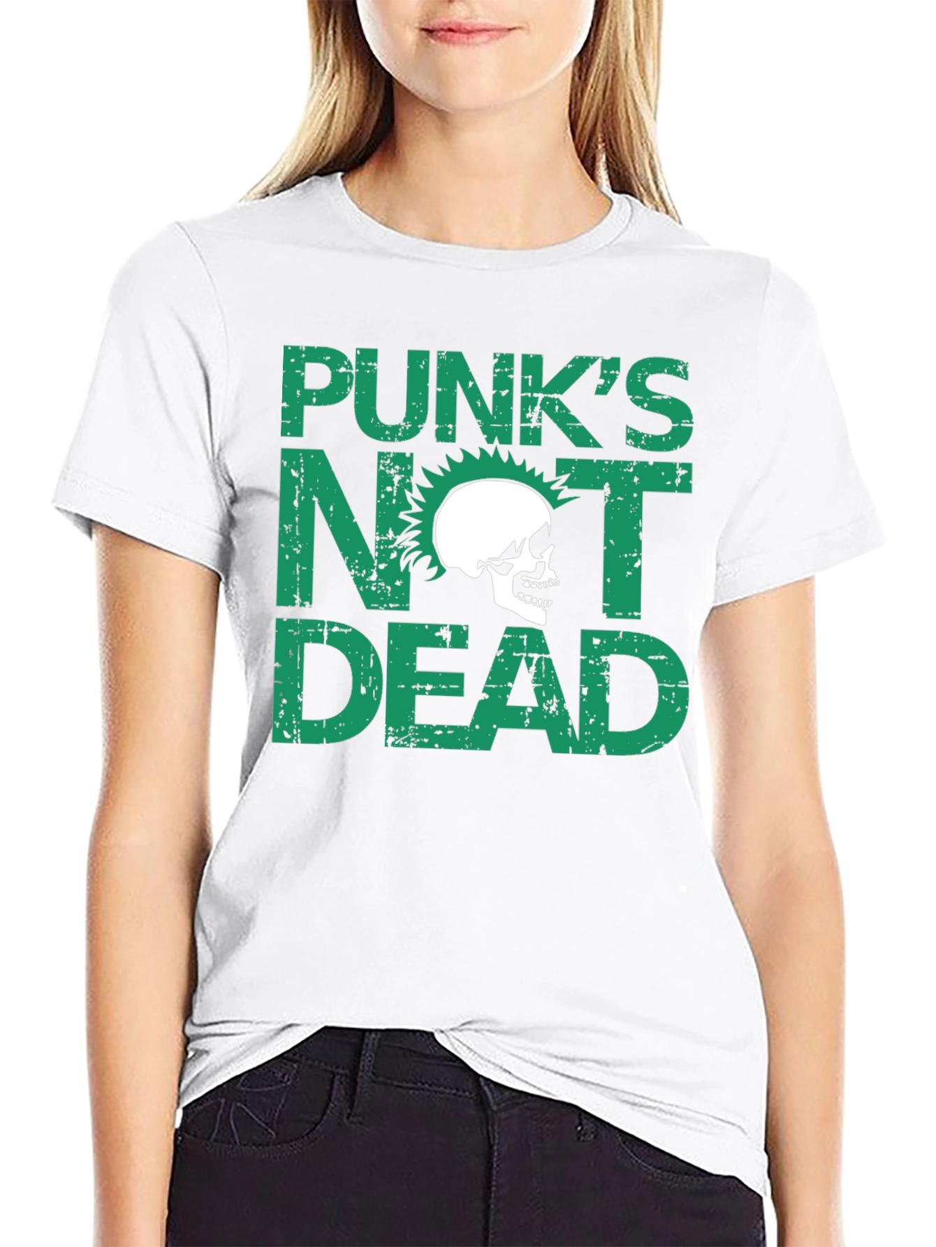 Punks Not Dead Skull Graphic Black T-Shirt