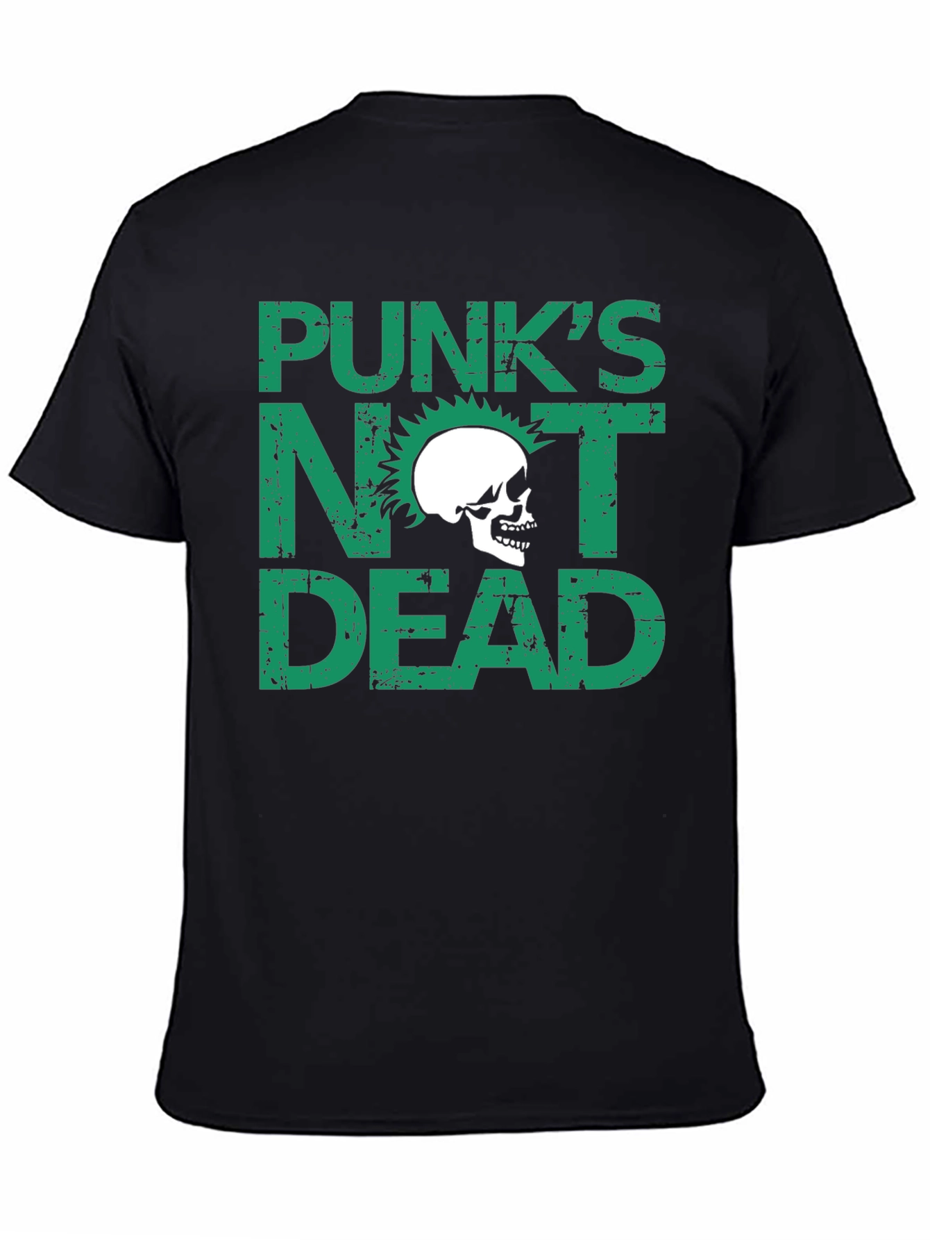Punks Not Dead Skull Graphic Black T-Shirt