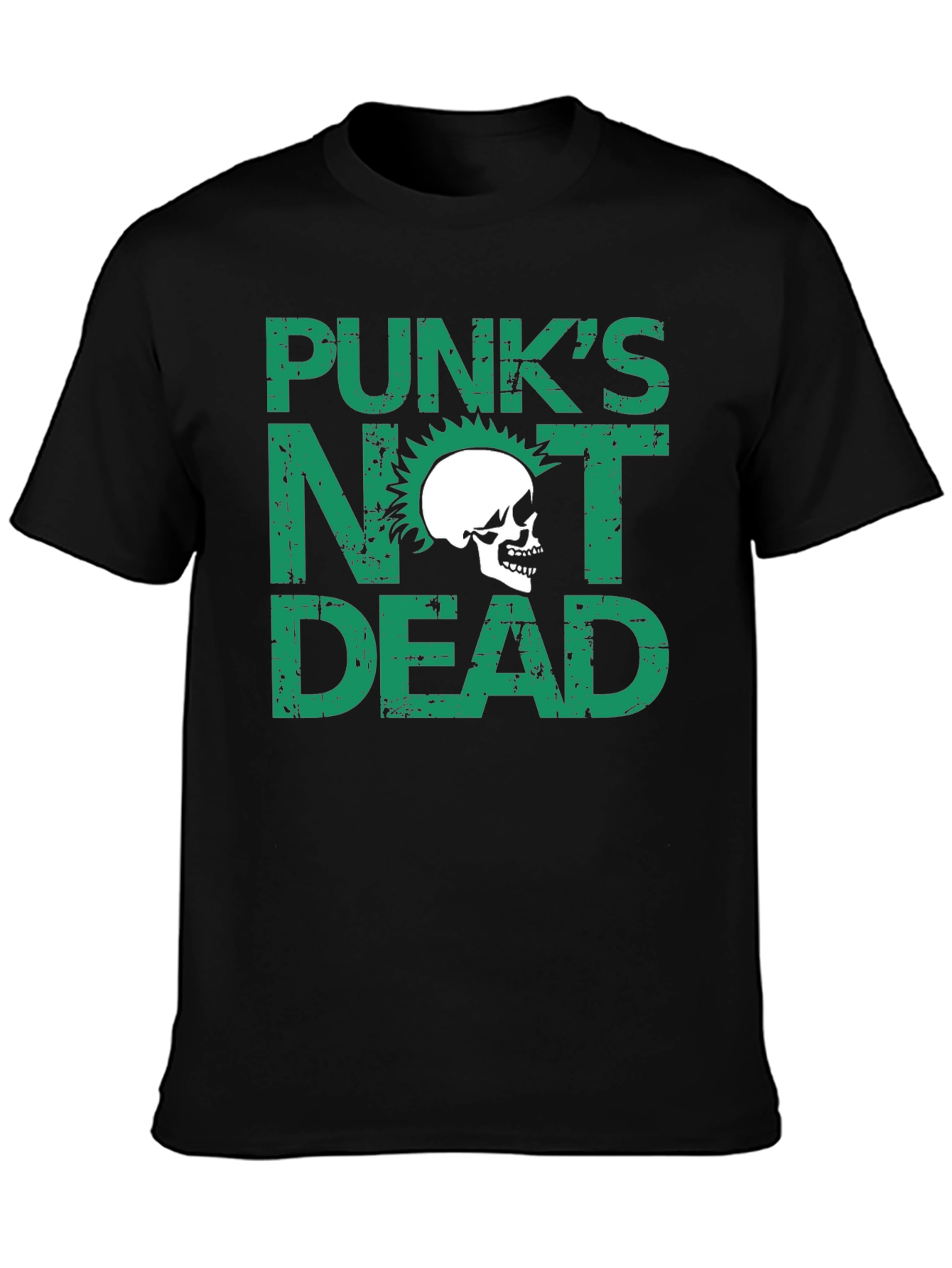 Punks Not Dead Skull Graphic Black T-Shirt