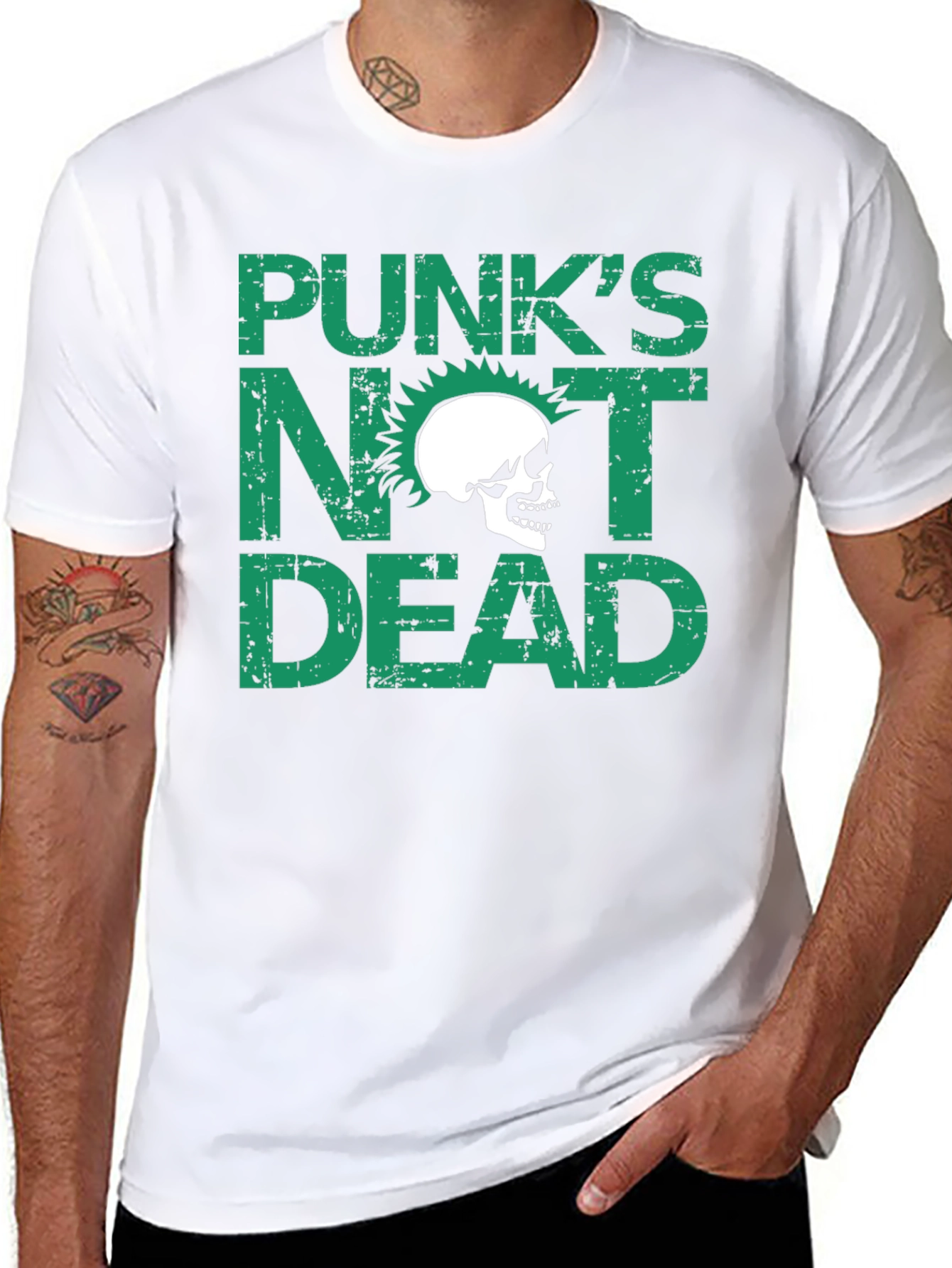 Punks Not Dead Skull Graphic Black T-Shirt