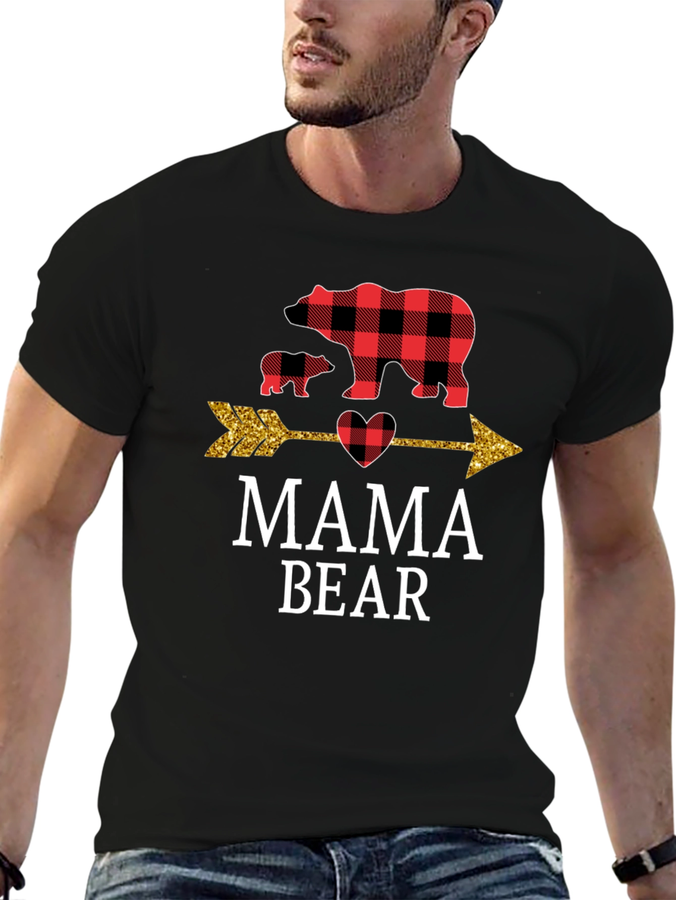 Mama Bear Buffalo Plaid Arrow Graphic Tee