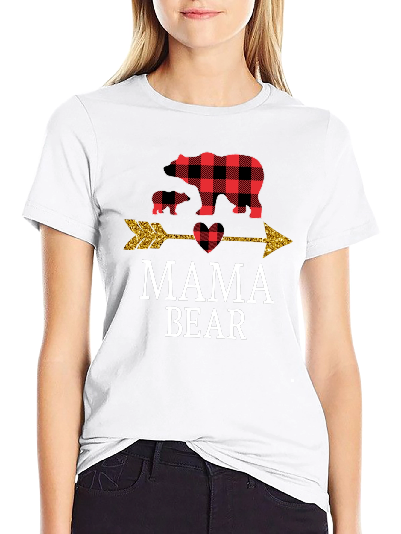Mama Bear Buffalo Plaid Arrow Graphic Tee