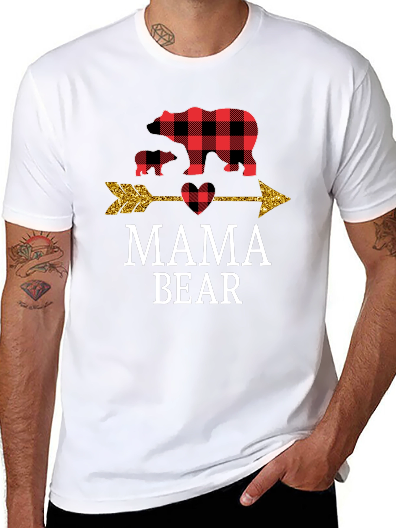 Mama Bear Buffalo Plaid Arrow Graphic Tee