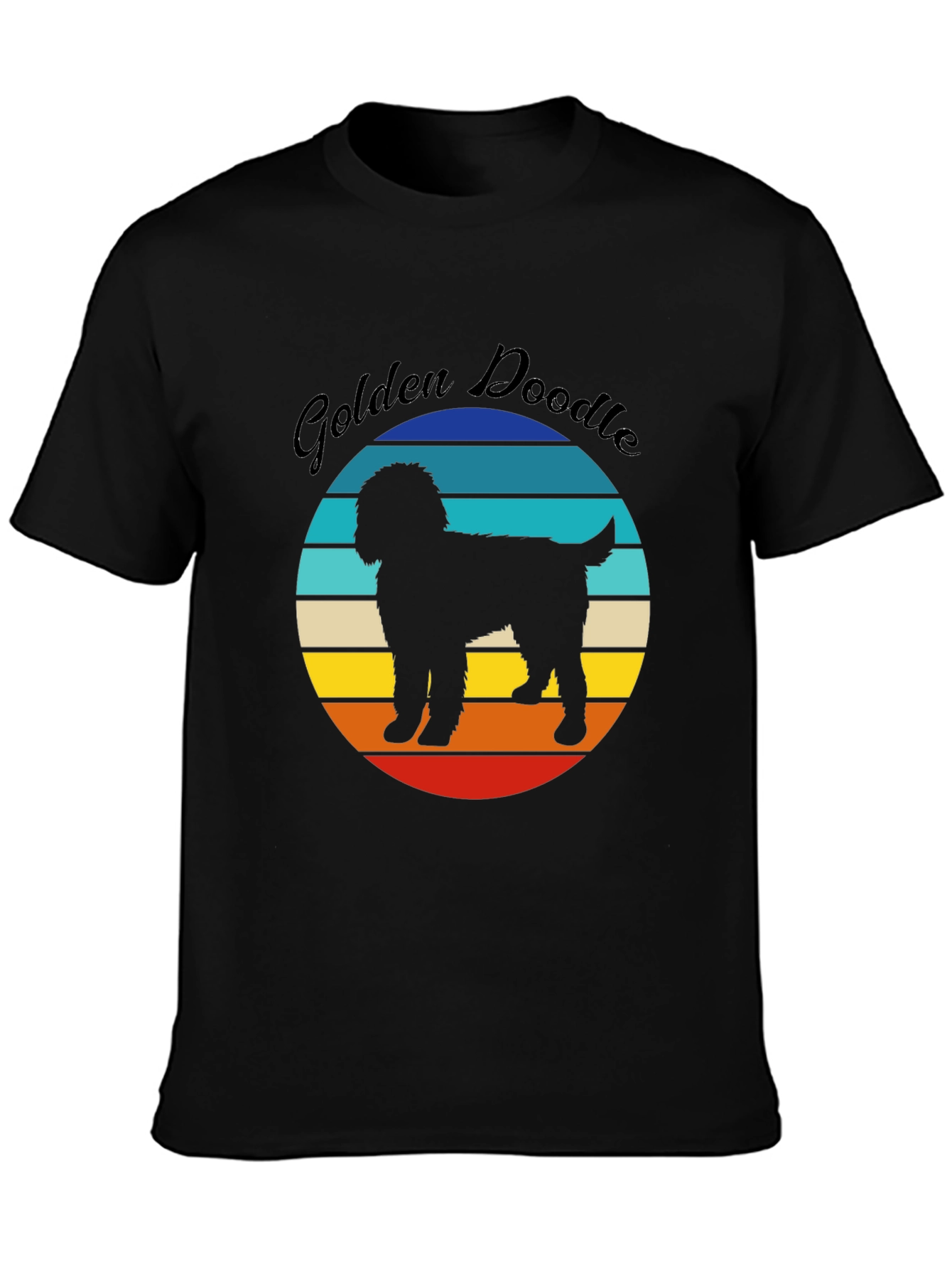 Golden Doodle Sunset Graphic Tee - Unisex Black T-Shirt