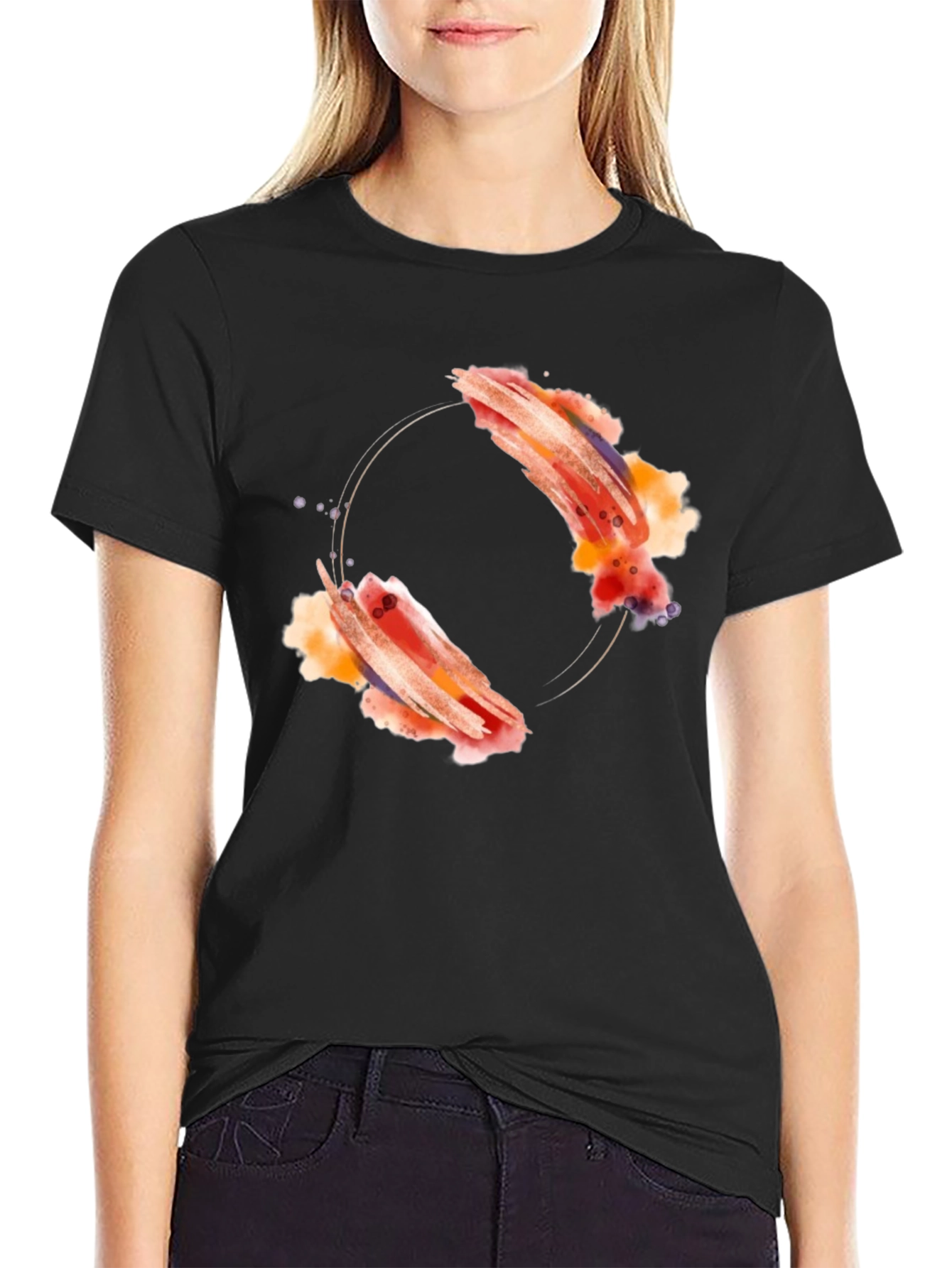 Abstract Artistic Design Black T-Shirt
