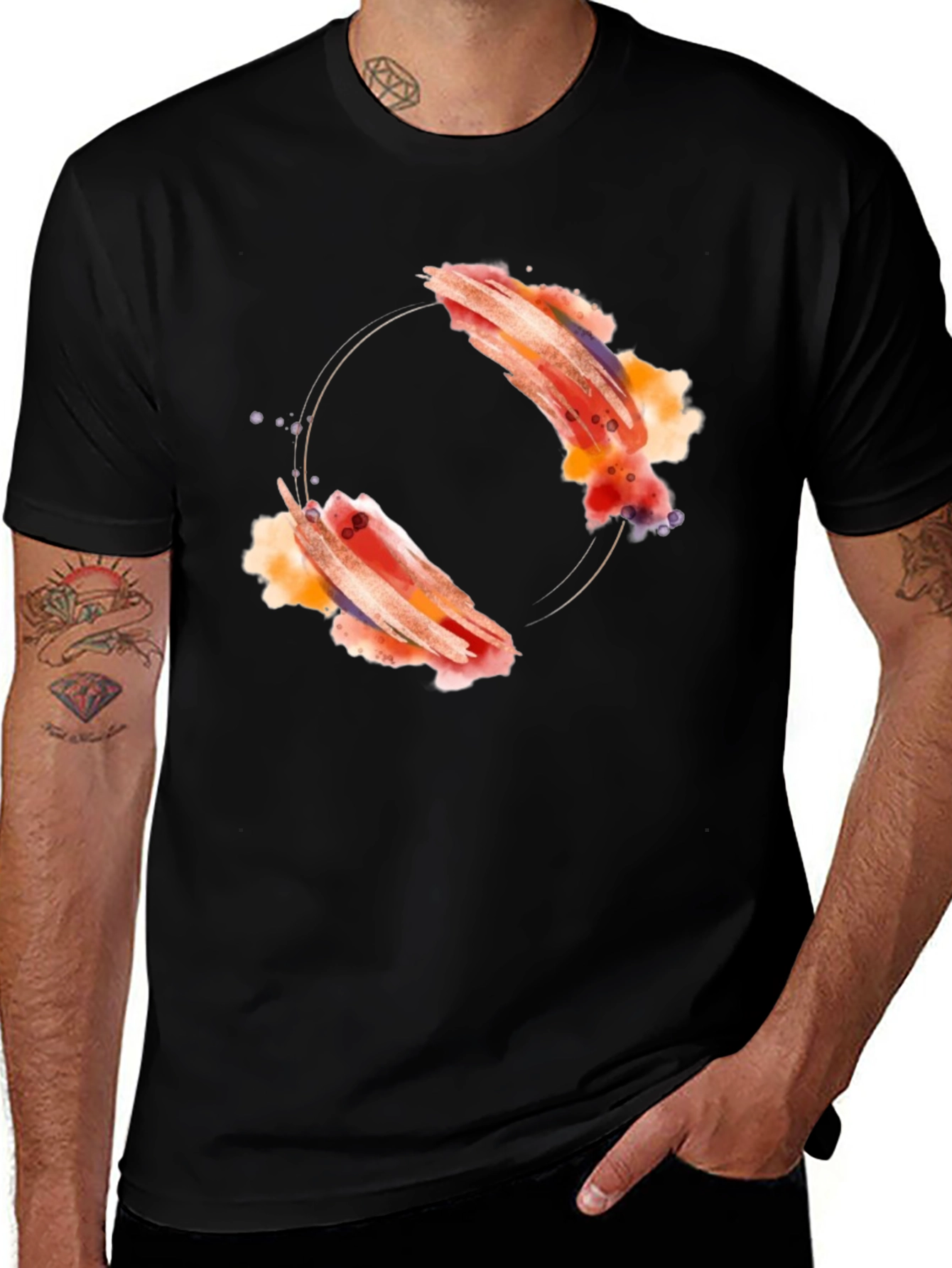 Abstract Artistic Design Black T-Shirt