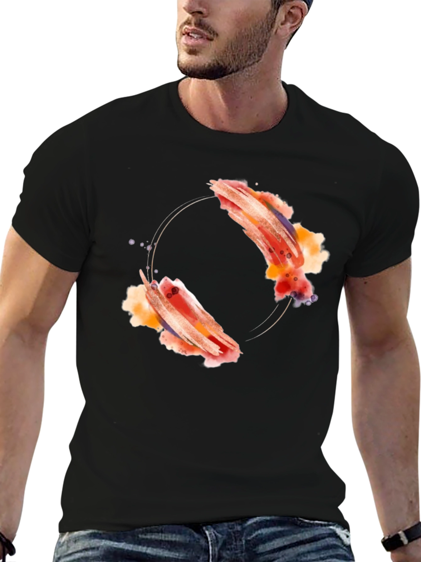 Abstract Artistic Design Black T-Shirt