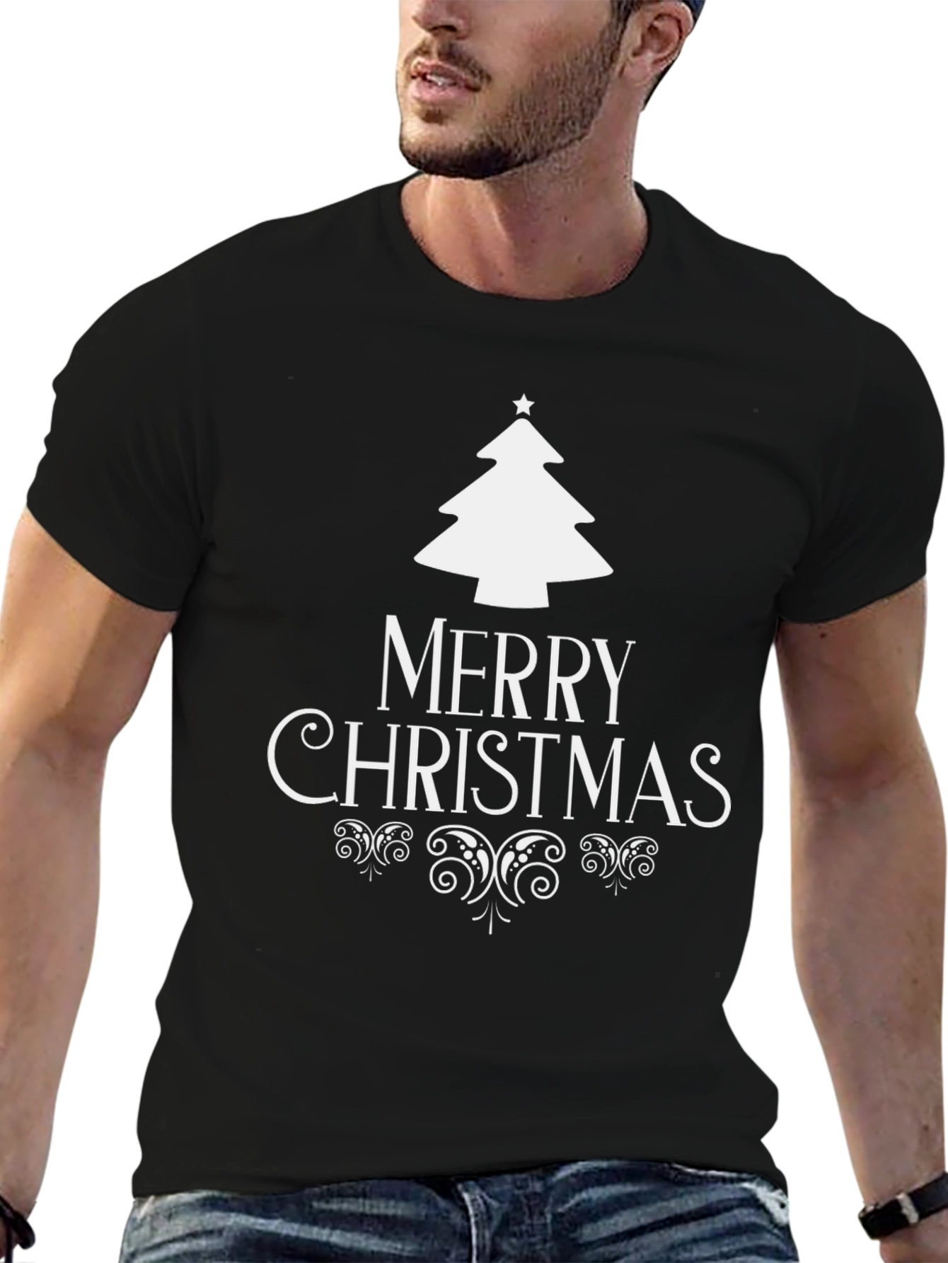 Festive Merry Christmas Tree Graphic T-Shirt