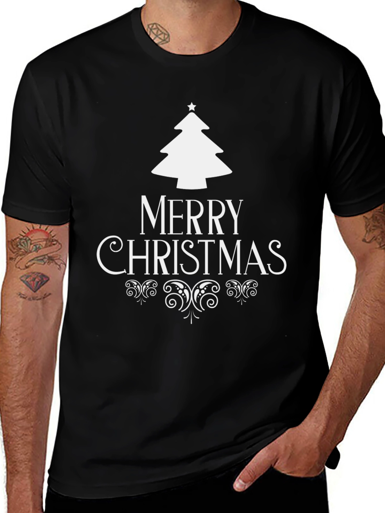 Festive Merry Christmas Tree Graphic T-Shirt