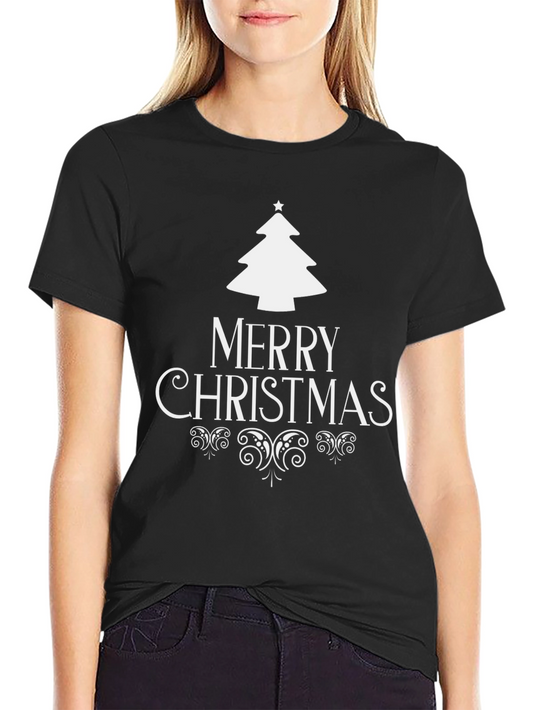 Festive Merry Christmas Tree Graphic T-Shirt