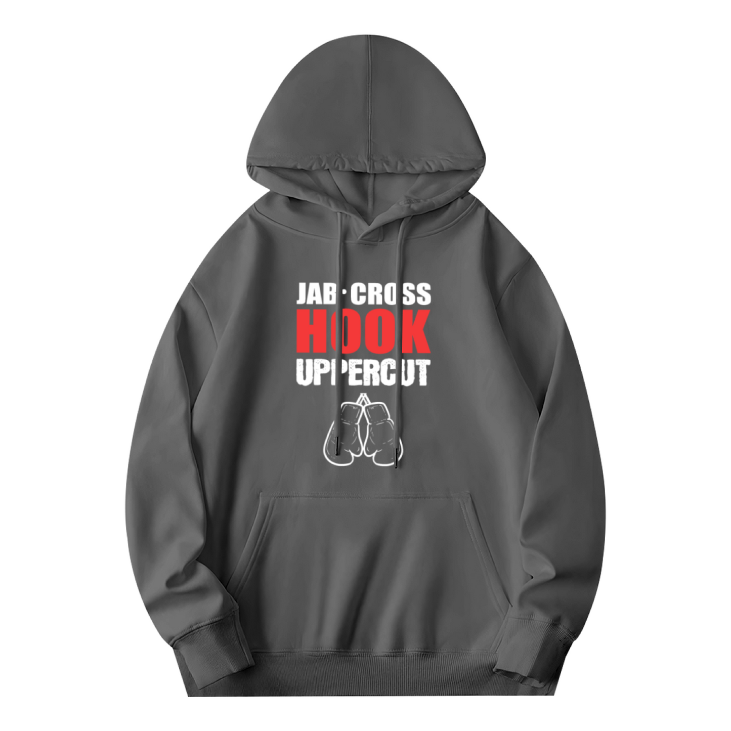 Jab Cross Hook Boxing Gray Hoodie, Sporty Comfortable Style