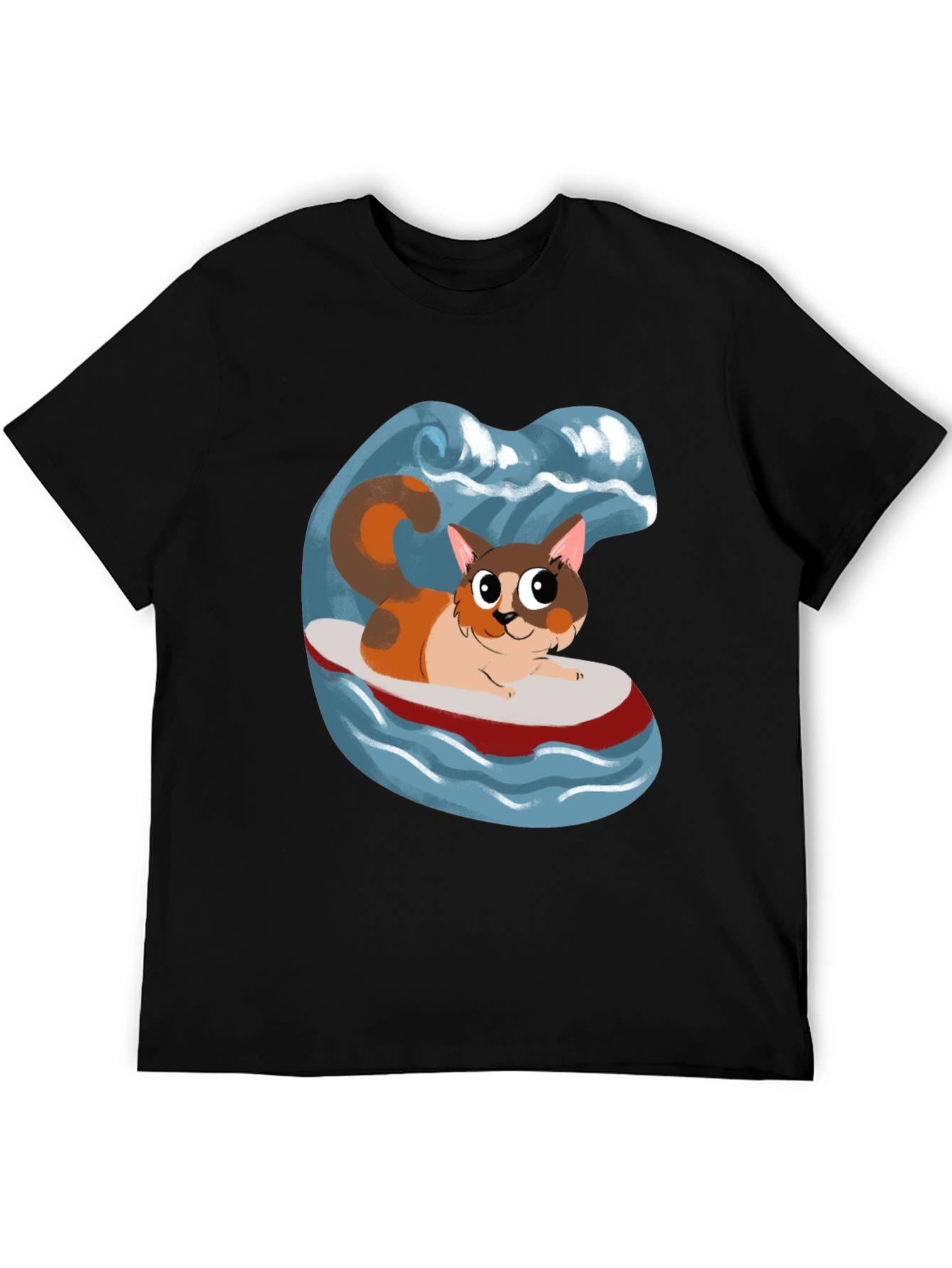 Cat Surfboard T-Shirt - Fun Graphic Tee
