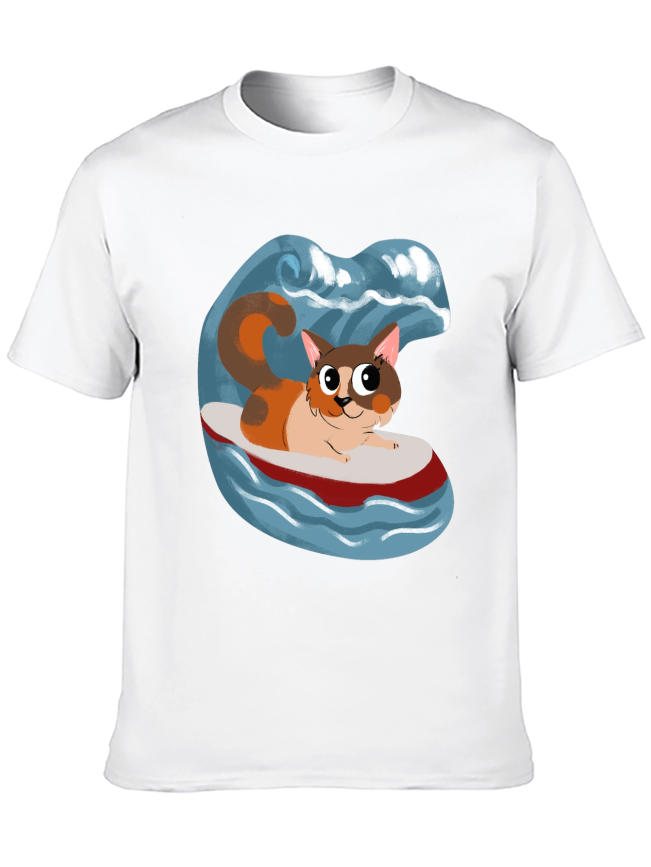 Cat Surfboard T-Shirt - Fun Graphic Tee