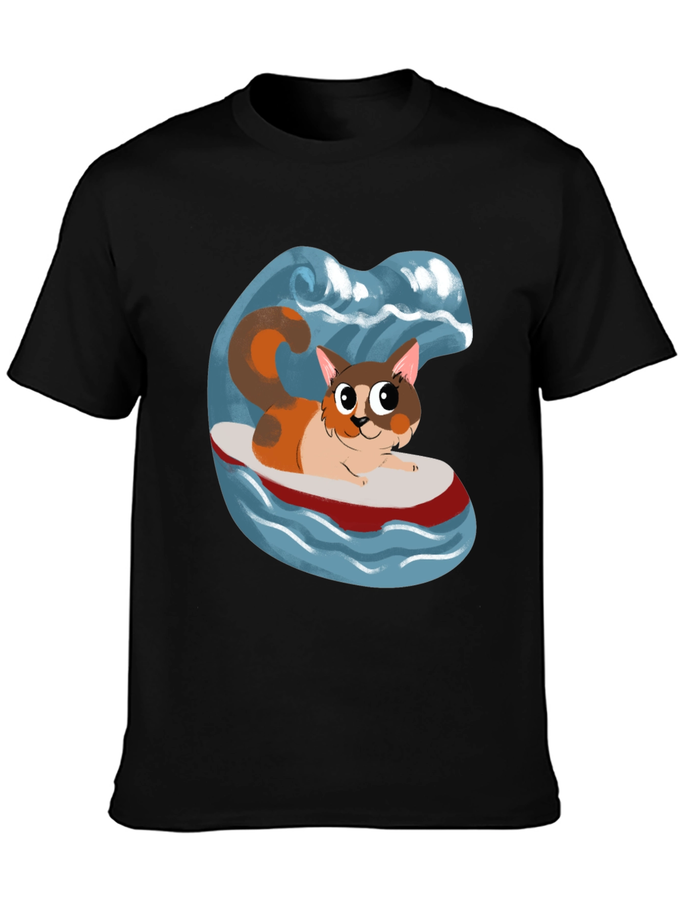 Cat Surfboard T-Shirt - Fun Graphic Tee