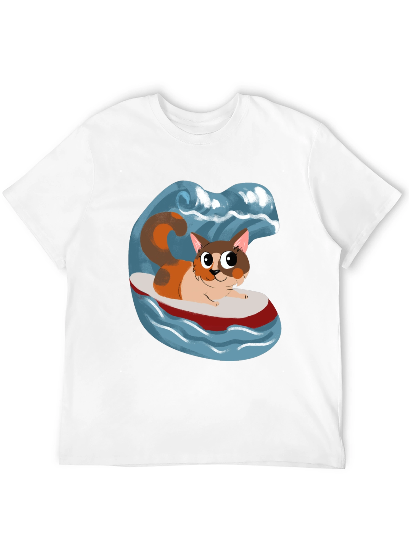 Cat Surfboard T-Shirt - Fun Graphic Tee