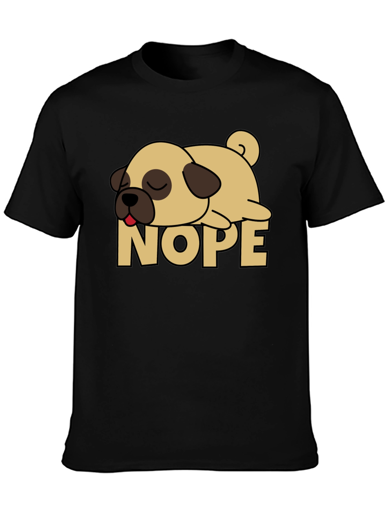Nope Lazy Pug Graphic Tee - Black