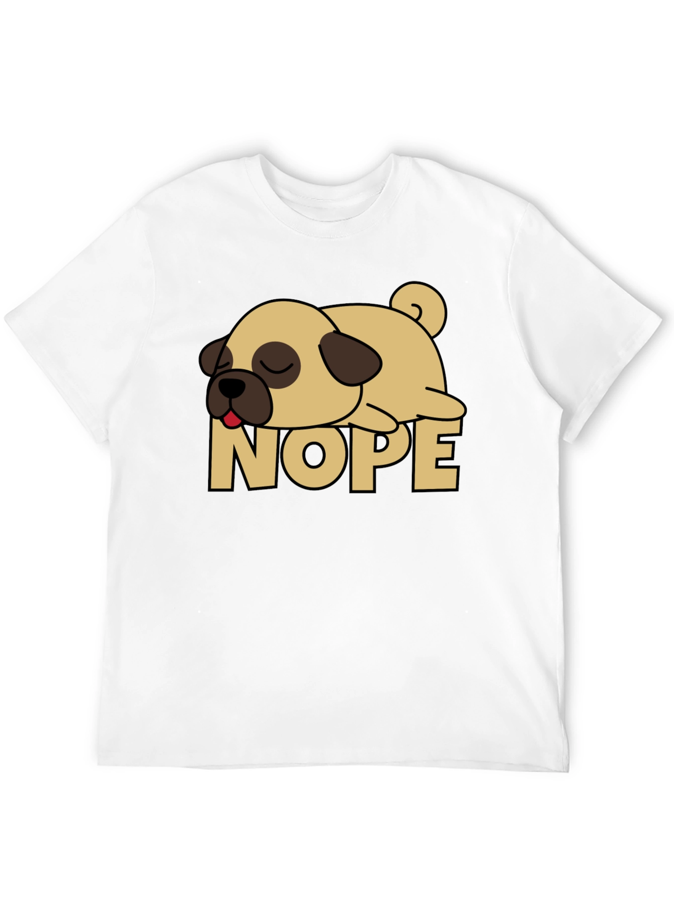 Nope Lazy Pug Graphic Tee - Black