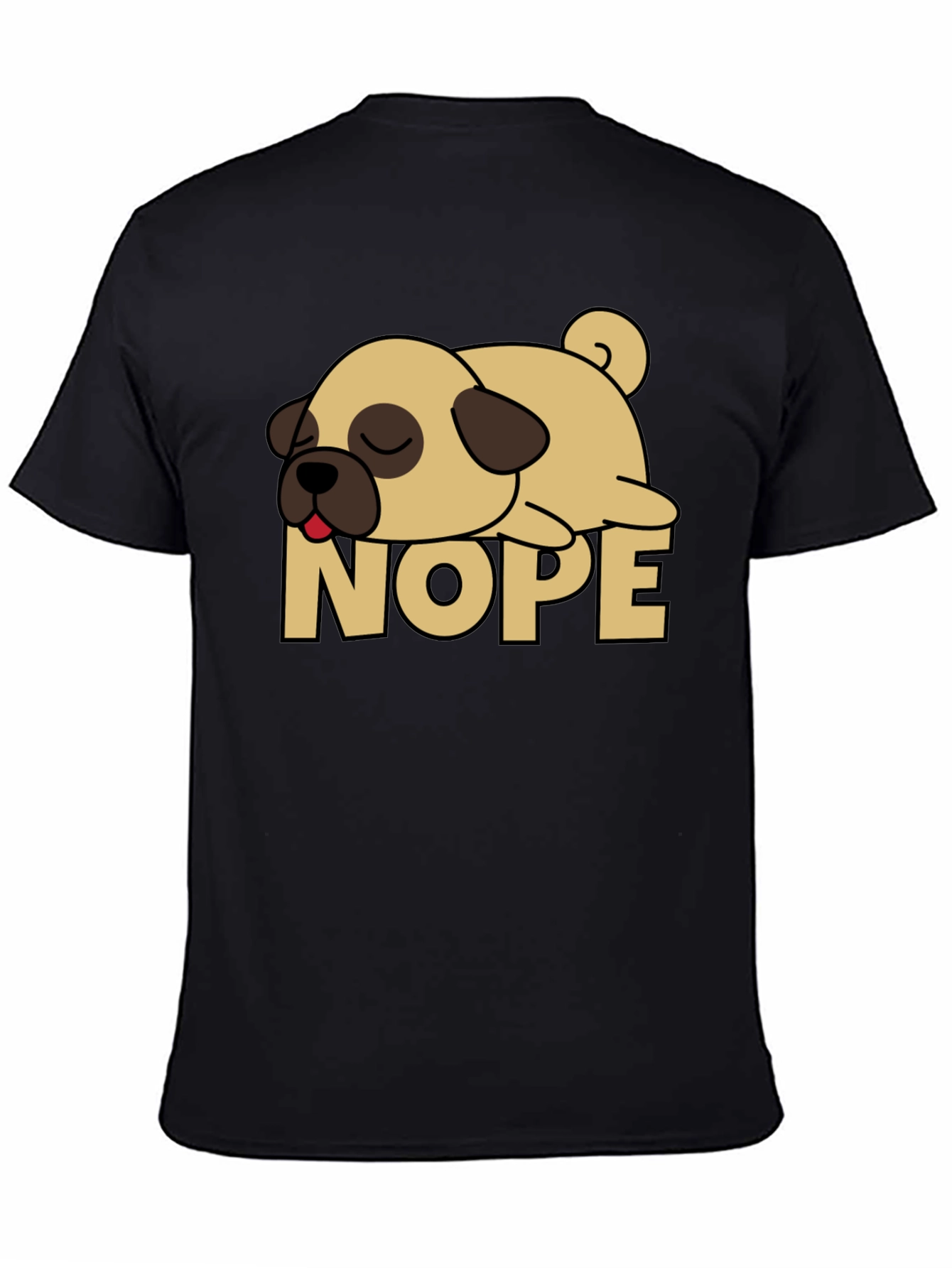 Nope Lazy Pug Graphic Tee - Black