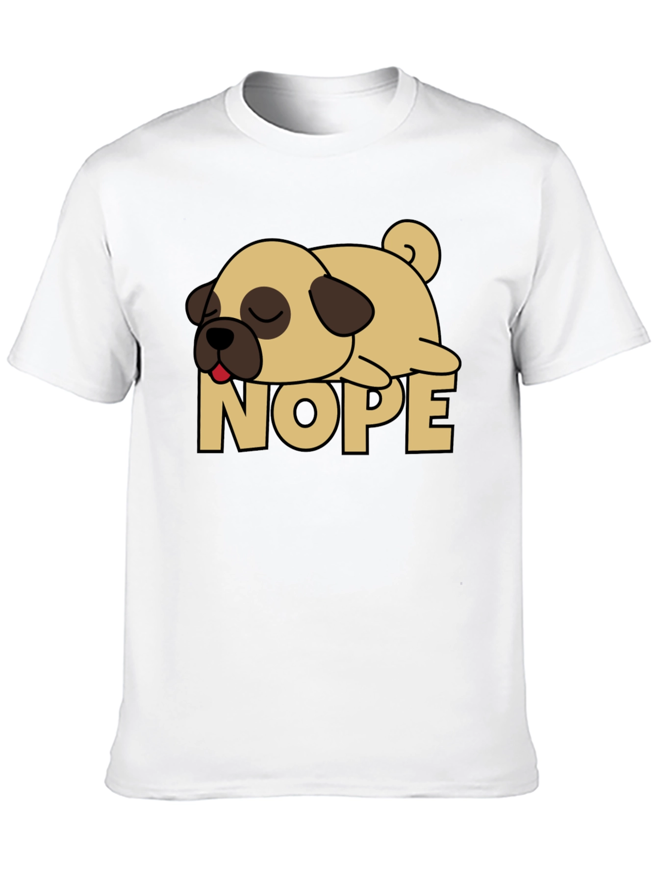 Nope Lazy Pug Graphic Tee - Black