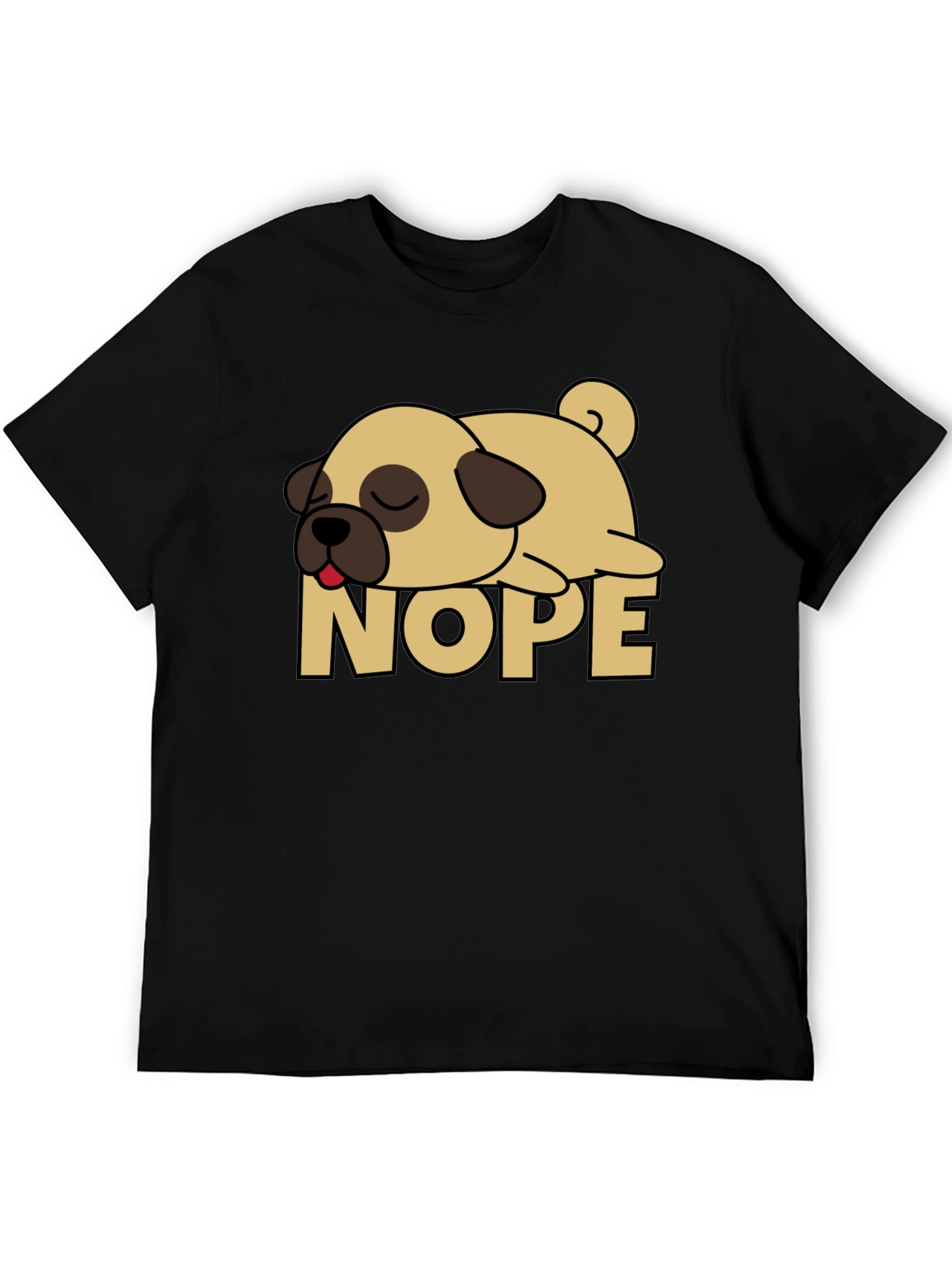 Nope Lazy Pug Graphic Tee - Black
