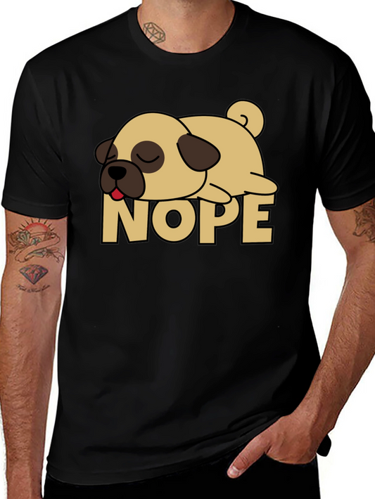 Nope Lazy Pug Graphic Tee - Black