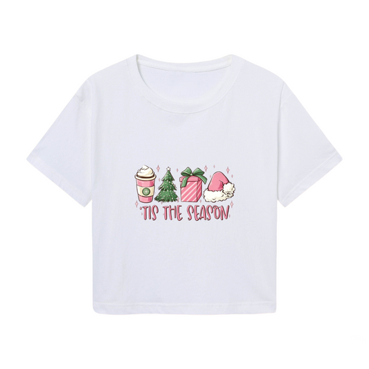 Tis The Season Cute Holiday Coffee Gift Box Crop Top