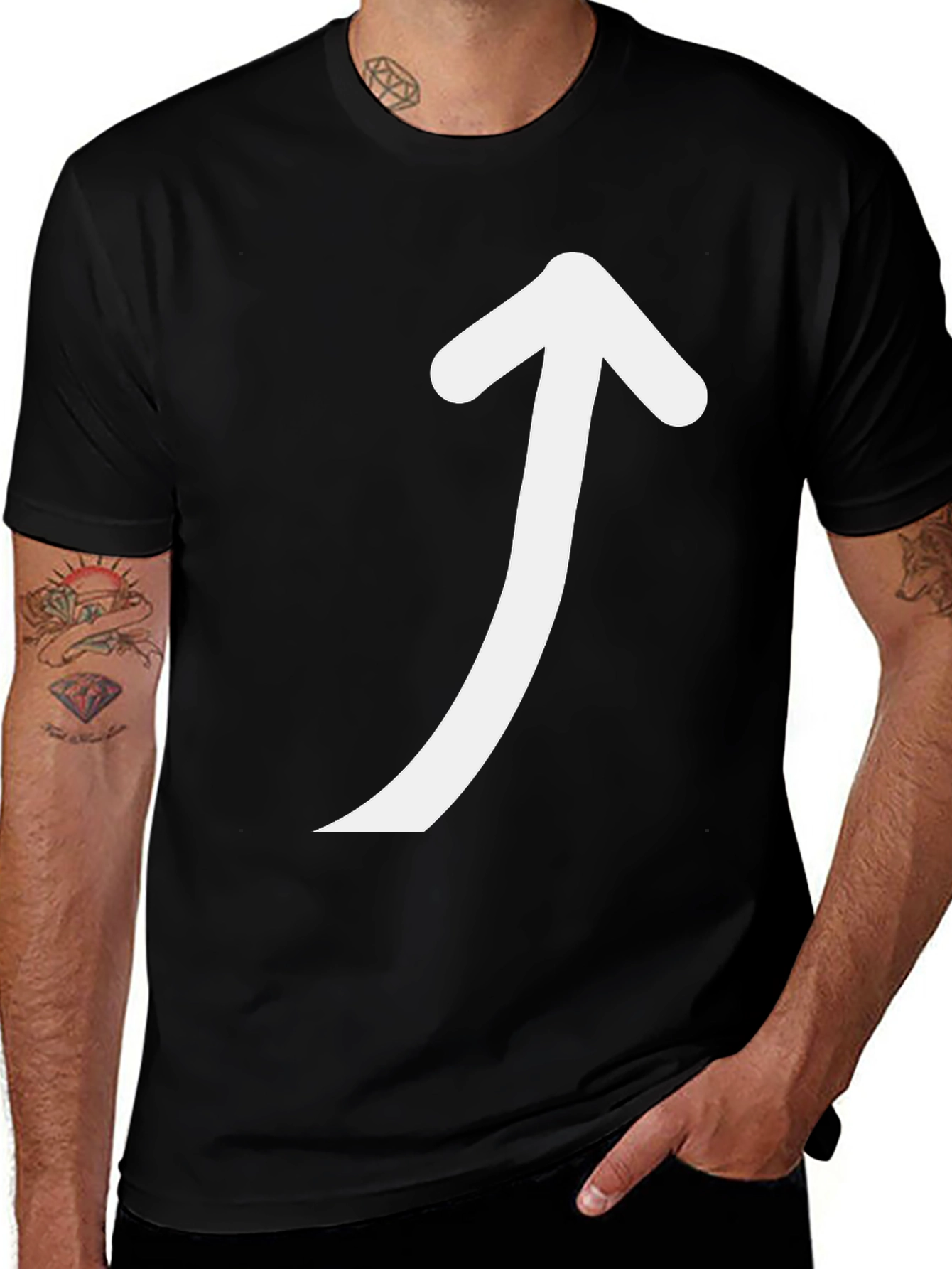 Arrow Up Graphic Black T-Shirt - Directional Style