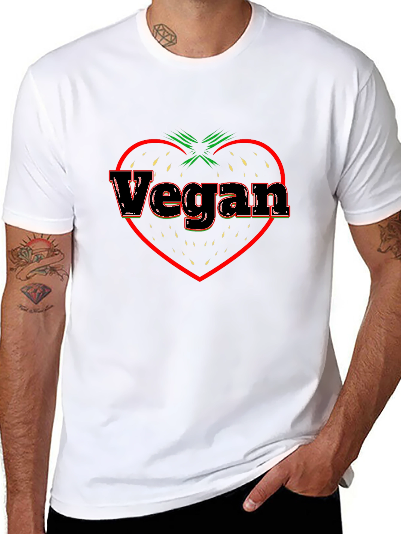 Vegan Strawberry Heart T-Shirt