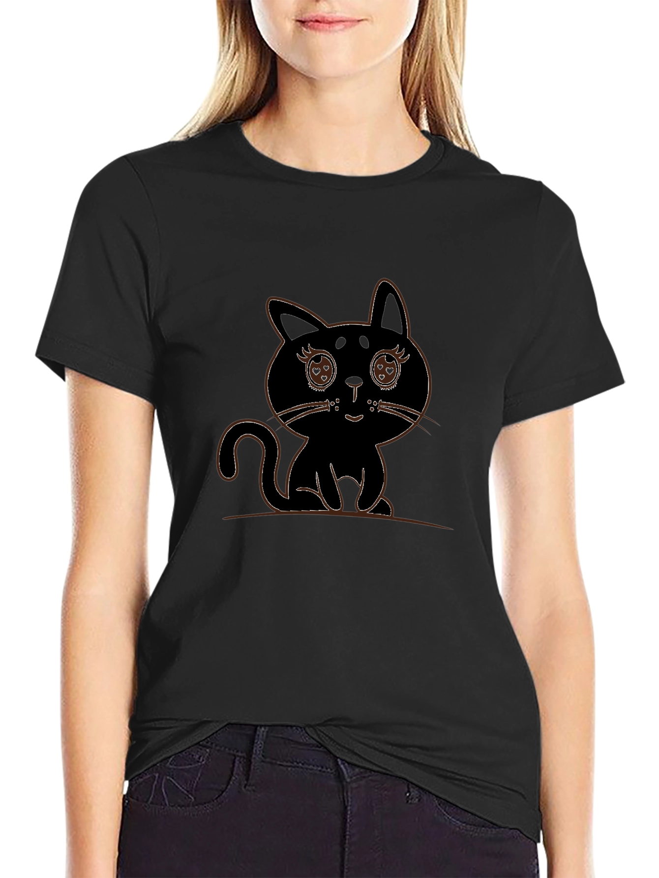 Cute Black Cat Graphic Tee - Mens