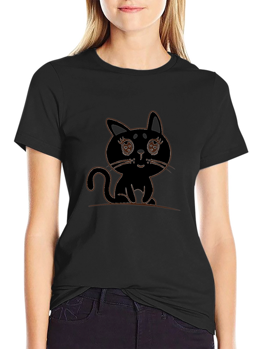 Cute Black Cat Graphic Tee - Mens