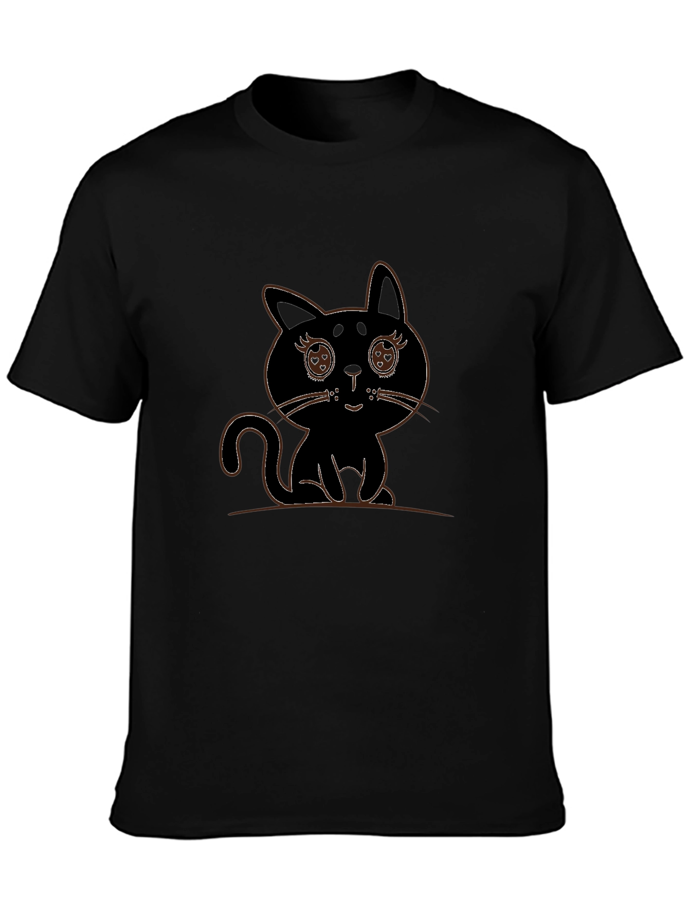 Cute Black Cat Graphic Tee - Mens