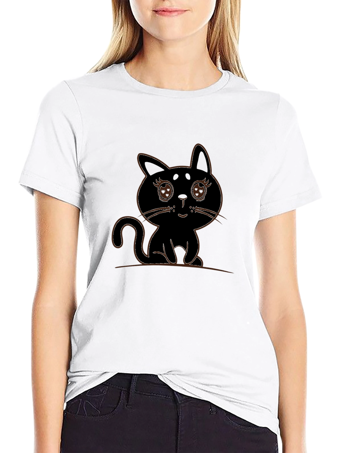 Cute Black Cat Graphic Tee - Mens