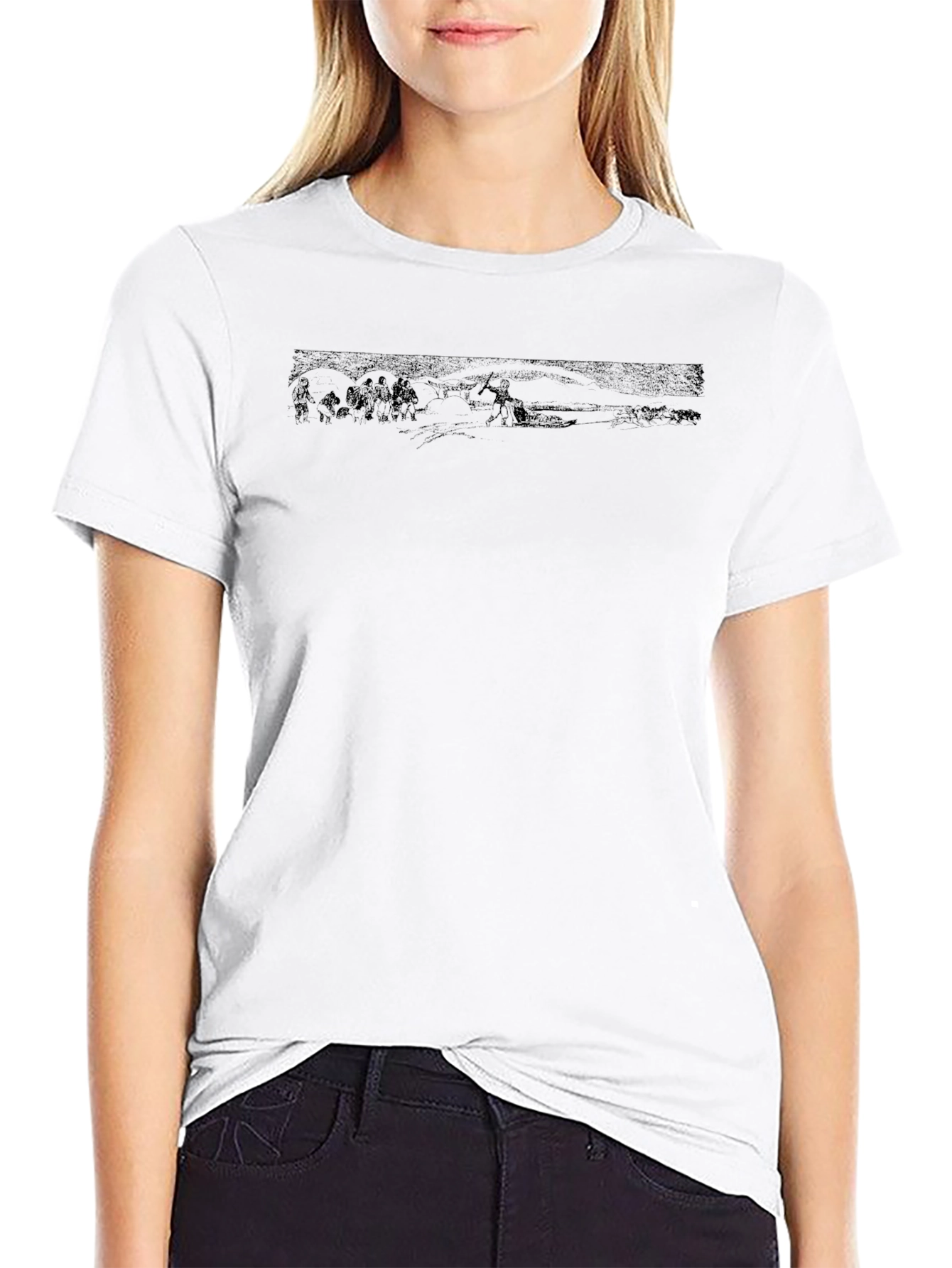 Mens Black Graphic Print Crew Neck Tee