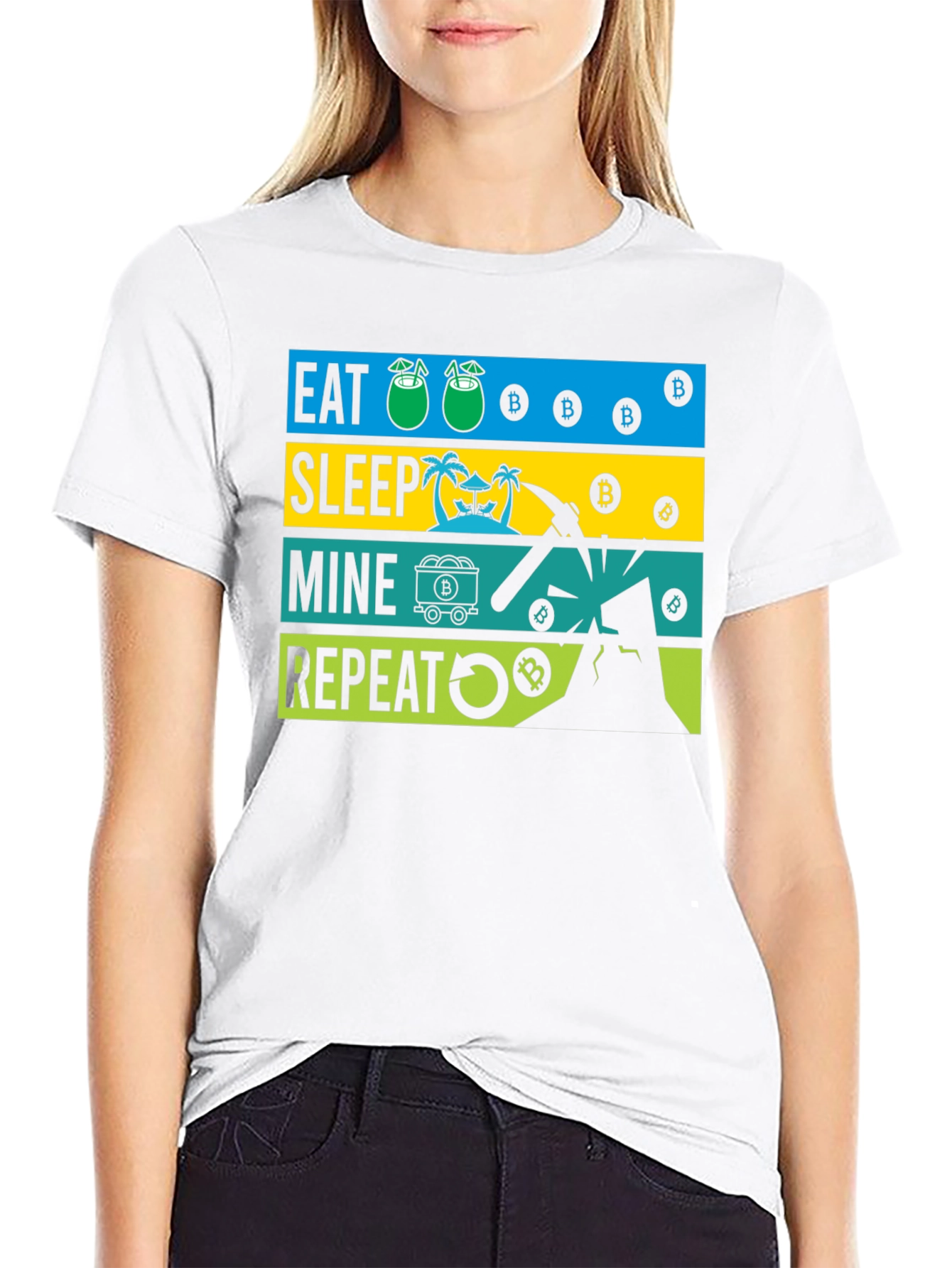 Eat Sleep Mine Repeat Bitcoin Graphic Tee